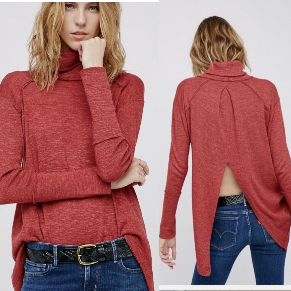 Free people Split Back Turtleneck In Red